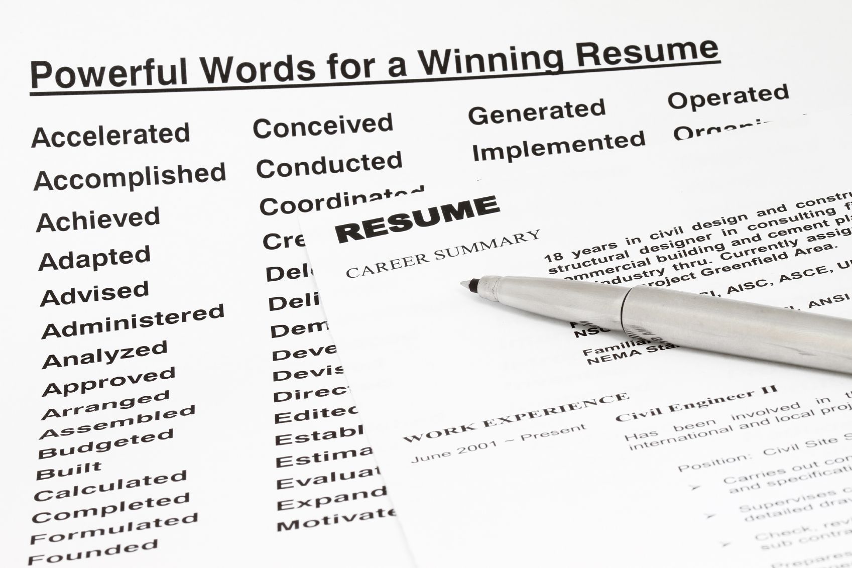 Powerful keywords, verbs, actions words for CV